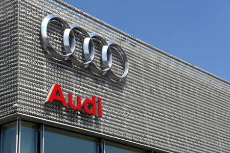 Goeppingen, Baden-Wurttemberg / Germany - May 18, 2018: Audi Automobile dealership in Goeppingen,...