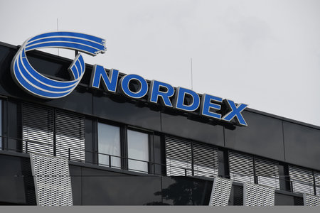 Hamburg, Germany - June 16, 2019: Management headquarters of Nordex SE in Hamburg, Germany - Nordex is a European company that designs, sells and manufactures wind turbinesのeditorial素材