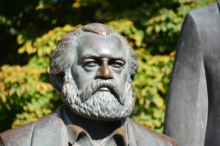 Berlin, Germany - September 22, 2019: Sculpture of Karl Marx near Alexanderplatz in Berlin, Germany - Marx was a German philosopher, economist and political theoristのeditorial素材