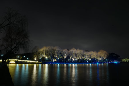 night view in Zhejiangの写真素材