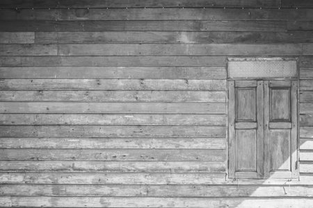 Wood wall and window in black and white vintage styleの写真素材