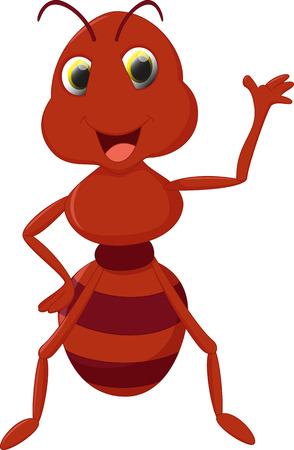 cute ant cartoon wavingのイラスト素材