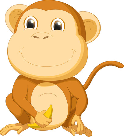 cute monkey cartoon with bananaのイラスト素材