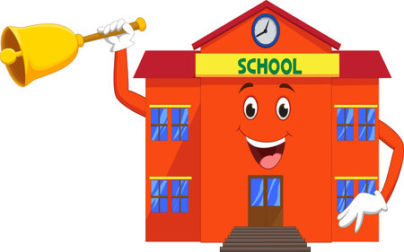 cartoon school with bell in handのイラスト素材