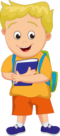 cute School boy cartoonのイラスト素材