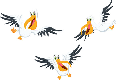 Cute pelican cartoon flyingのイラスト素材