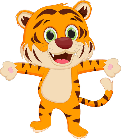 happy tiger cartoonのイラスト素材
