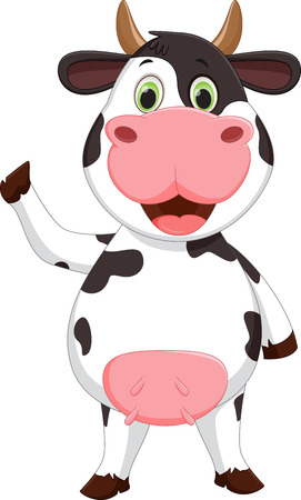 Cute cow cartoon wavingのイラスト素材