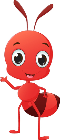 cute ant cartoon wavingのイラスト素材