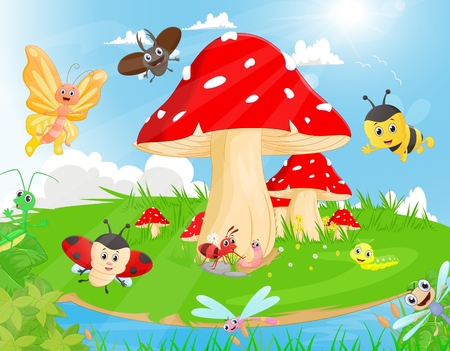 family of insects in the gardenのイラスト素材