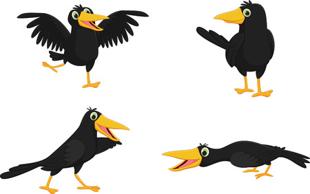 Set of cute cartoon crowのイラスト素材