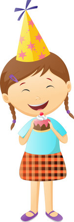 cute Little girl and cakeのイラスト素材