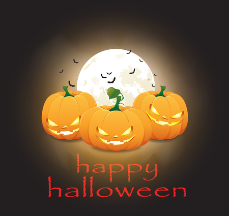 Illustration of Halloween pumpkin with full Moon behindのイラスト素材
