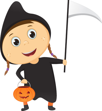 happy child wearing a Grim Reaper costumeのイラスト素材