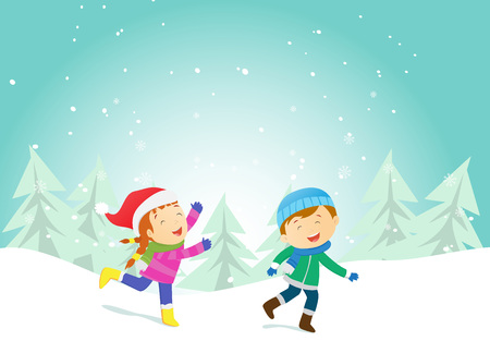 Happy Winter Kidsのイラスト素材