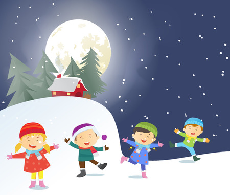 Happy Winter Kidsのイラスト素材