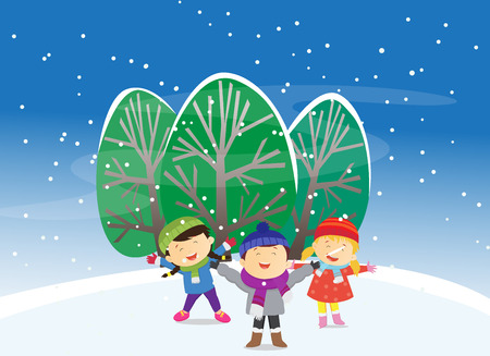 Happy Winter Kidsのイラスト素材