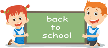 Happy child holding chalkboard. back to school conceptのイラスト素材