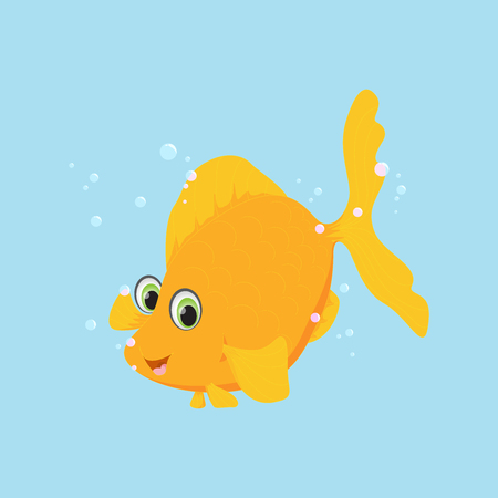 Cute golden fish cartoon. Vector illustration.のイラスト素材