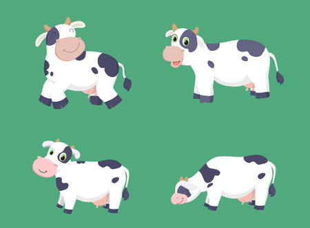 cute cow cartoon setのイラスト素材