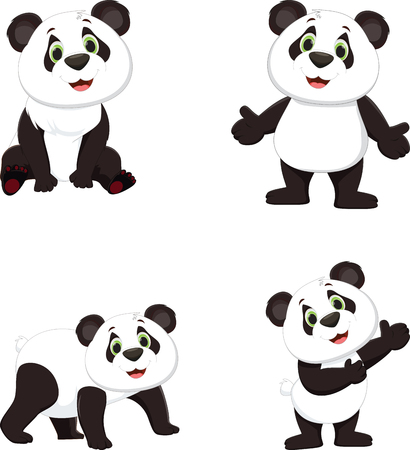 cute panda cartoon collection Vector illustration.のイラスト素材