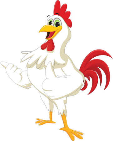 Happy rooster cartoon giving thumb upのイラスト素材