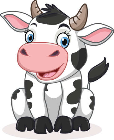 cute cow cartoon illustrationのイラスト素材