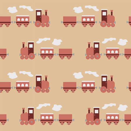 Shape Seamless pattern with cute pink steam locomotives for kids, cute prints with train. Vector illustrationのイラスト素材