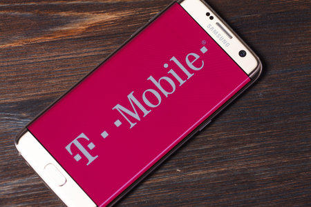Kazan, Russian Federation - Aug 5, 2018: A Smartphone screen shows logo of T-Mobile.