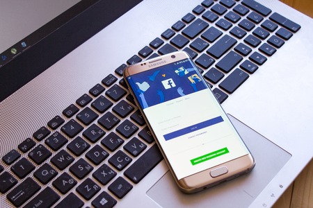 Kazan, Russian Federation - Sep 15, 2017: Home page of social network site Facebook,Facebook notifications of friend request, Facebook is a social networking service, owned and operated by Facebookのeditorial素材