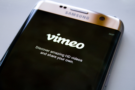 Kazan, Russian Federation - Jun 15, 2018: Vimeo is a video-sharing website in which users can upload, share and view videos.のeditorial素材