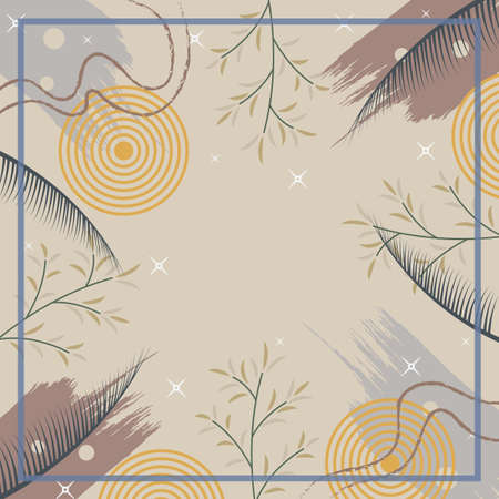 Silk scarf abstract pattern design with floral style. Design useful for hijab, kerchief, bandana, fabric, fashion, shawl, wallpaper, bed cover, etc.のイラスト素材