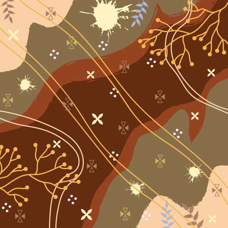 Silk scarf abstract pattern design with floral style. Design useful for hijab, kerchief, bandana, fabric, fashion, shawl, wallpaper, bed cover, etc.のイラスト素材