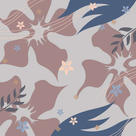 Silk scarf abstract pattern design with floral style. Design useful for hijab, kerchief, bandana, fabric, fashion, shawl, wallpaper, bed cover, etc.のイラスト素材