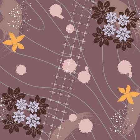 Silk scarf abstract pattern design with floral style. Design useful for hijab, kerchief, bandana, fabric, fashion, shawl, wallpaper, bed cover, etc.のイラスト素材