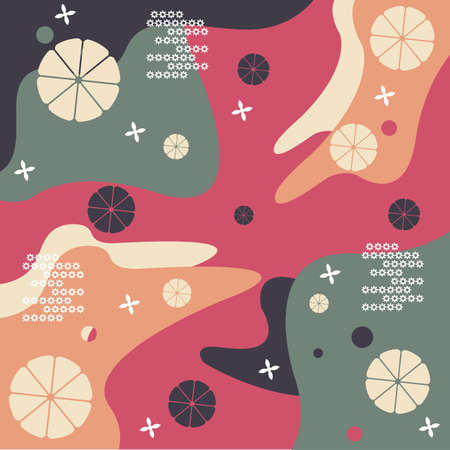Silk scarf abstract pattern design with floral style. Design useful for hijab, kerchief, bandana, fabric, fashion, shawl, wallpaper, bed cover, etc.のイラスト素材