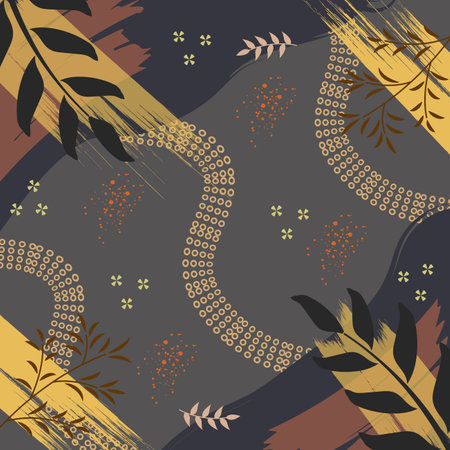 Silk scarf abstract pattern design with floral style. Design useful for hijab, kerchief, bandana, fabric, fashion, shawl, wallpaper, bed cover, etc.のイラスト素材