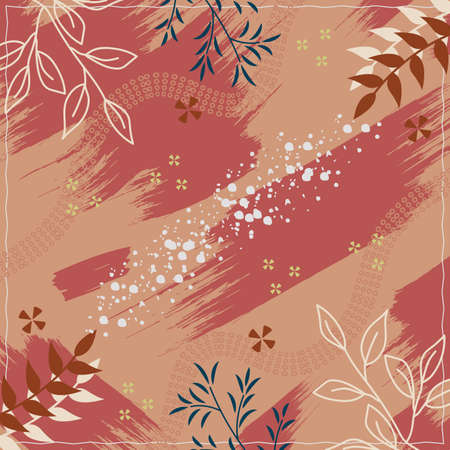 Silk scarf abstract pattern design with floral style. Design useful for hijab, kerchief, bandana, fabric, fashion, shawl, wallpaper, bed cover, etc.のイラスト素材