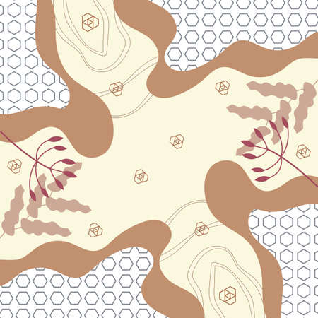 Silk scarf abstract pattern design with floral style. Design useful for hijab, kerchief, bandana, fabric, fashion, shawl, wallpaper, bed cover, etc.のイラスト素材