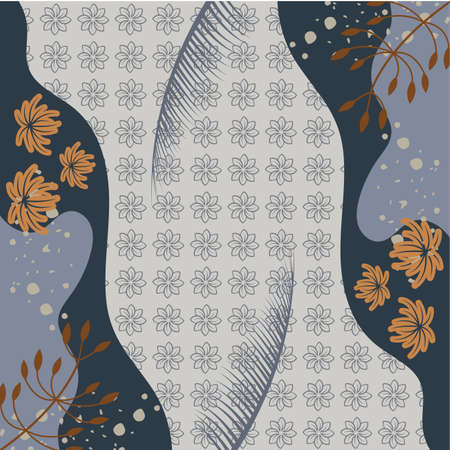 Silk scarf abstract pattern design with floral style. Design useful for hijab, kerchief, bandana, fabric, fashion, shawl, wallpaper, bed cover, etc.のイラスト素材