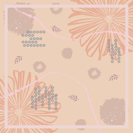 Silk scarf abstract pattern design with floral style. Design useful for hijab, kerchief, bandana, fabric, fashion, shawl, wallpaper, bed cover, etc.のイラスト素材