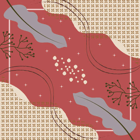 Silk scarf abstract pattern design with floral style. Design useful for hijab, kerchief, bandana, fabric, fashion, shawl, wallpaper, bed cover, etc.のイラスト素材