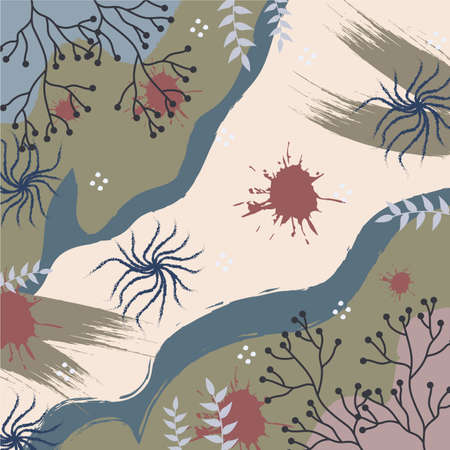Silk scarf abstract pattern design with floral style. Design useful for hijab, kerchief, bandana, fabric, fashion, shawl, wallpaper, bed cover, etc.のイラスト素材