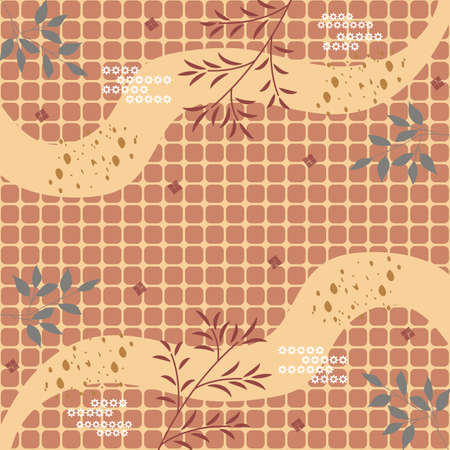Silk scarf abstract pattern design with floral style. Design useful for hijab, kerchief, bandana, fabric, fashion, shawl, wallpaper, bed cover, etc.のイラスト素材