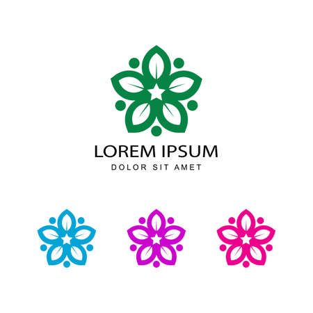 floral, flower leaf logo template design vectorのイラスト素材