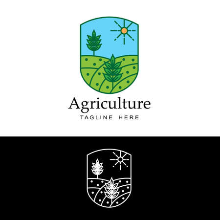 agriculture wheat logo template design vectorのイラスト素材
