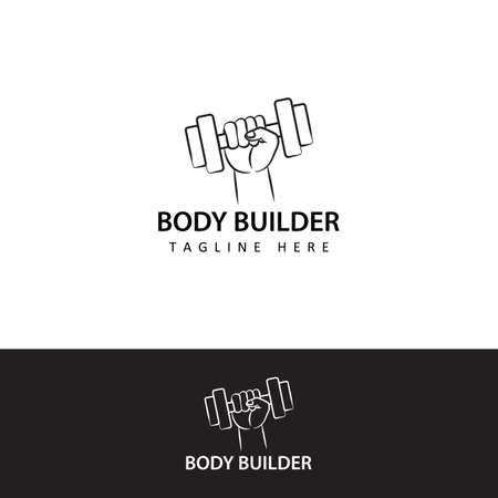 fitness body builder logo template design vectorのイラスト素材