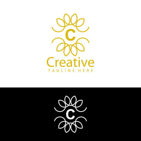 letter c creative logo gold template design vectorのイラスト素材