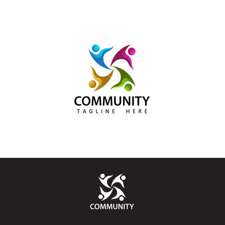 Human social, unity, together, connection, relation, community logo template design vectorのイラスト素材