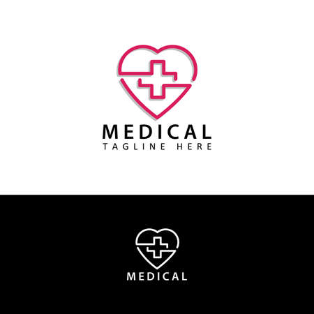 medical heart logo template design vectorのイラスト素材